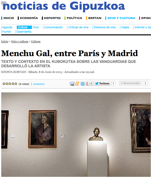 Recomendamos el artículo sobre la pintora Menchu Gal en noticiasdegipuzkoa.com